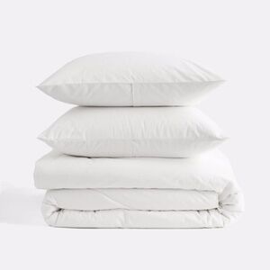 Quince Brushed Cotton Queen Duvet Set with Pillowcases in White
